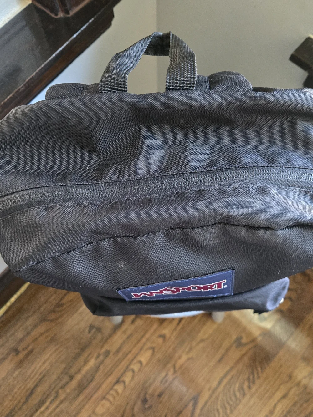 JanSport Black Backpack with Pathways Travels Patch - Men's Bag